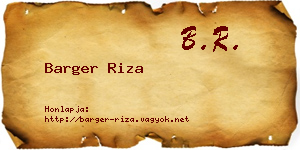 Barger Riza névjegykártya